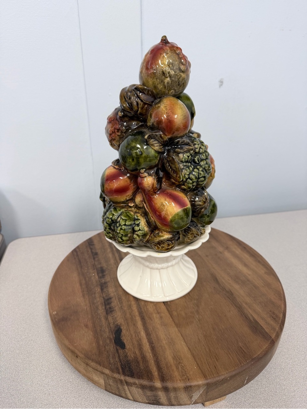 Glazed Ceramic Fruit Topiary in Green and Red by